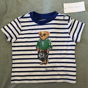 Ralph Lauren Kids Striped Blue and White T-Shirt